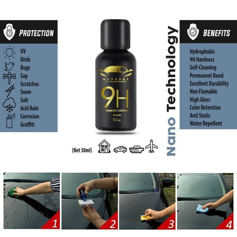 Nothers Ceramic Coating, Mr Fix 9H Nano Coating Kit Super Ceramic Car Coating Hydrophobic, Car Paint Sealant Protection Anti Scratch, High Gloss Auto Ceramic 9H Hardness Ceramics - Image 3