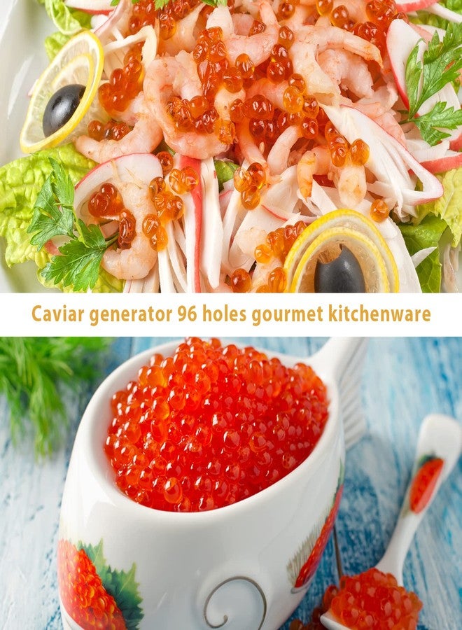 HPEVA Rapid Caviar Maker Kit Caviar Spherification Tool Hole Spherification Dropper Gastronomy Kit 96 Roe Sauce Dispenser Strainer Tools with Spoon & Syringe - Image 4