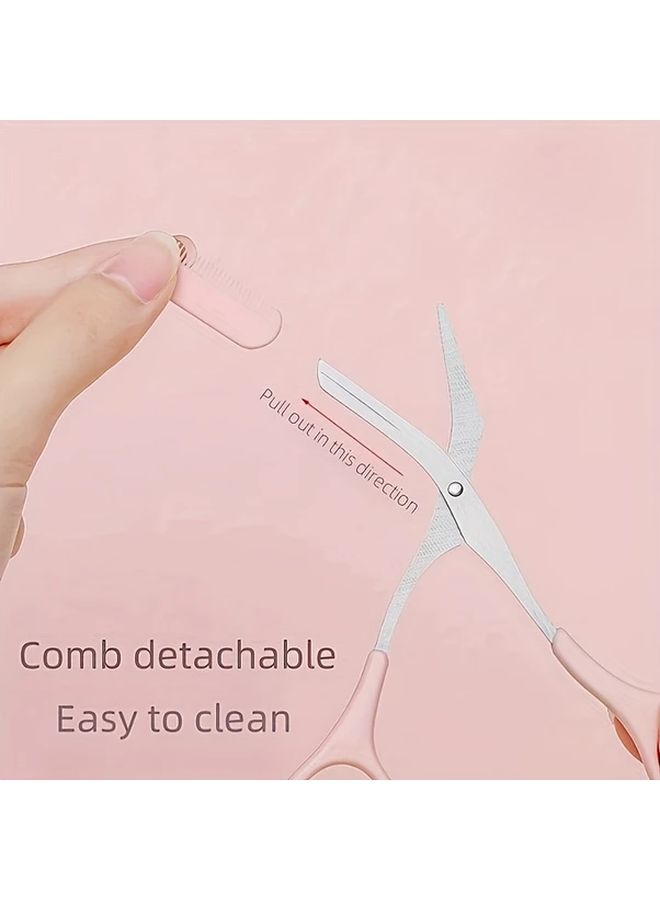 مقص حاجب من الفولاذ المقاوم للصدأ الأبيض مع مشط أداة تجميل دقيقة - Image 2