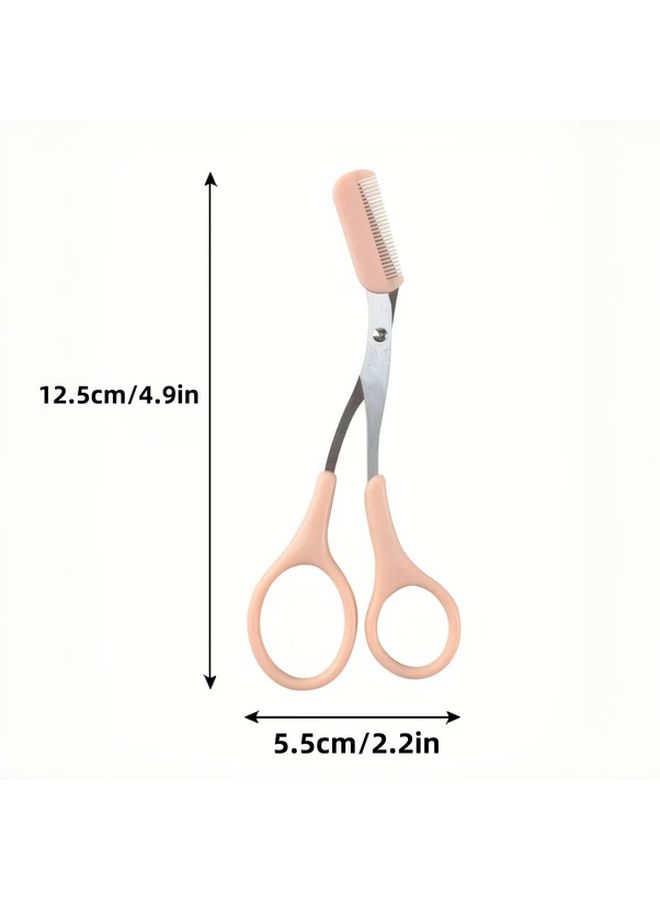 مقص حاجب من الفولاذ المقاوم للصدأ الأبيض مع مشط أداة تجميل دقيقة - Image 4