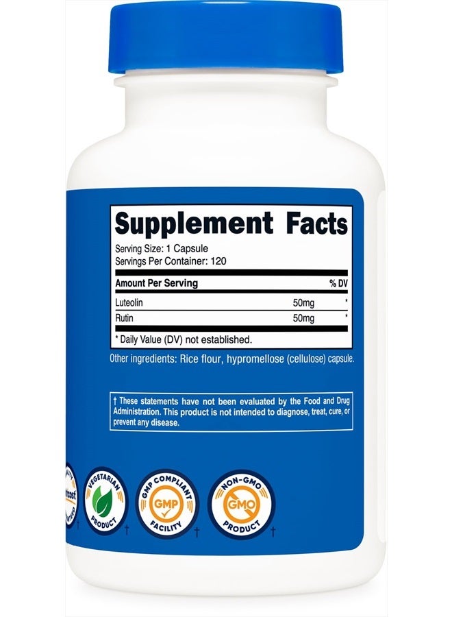 Nutricost Luteolin with Rutin Complex 100mg (50mg Luteolin, 50mg Rutin) 120 Capsules - Vegetarian, Non-GMO, Gluten Free - Image 5