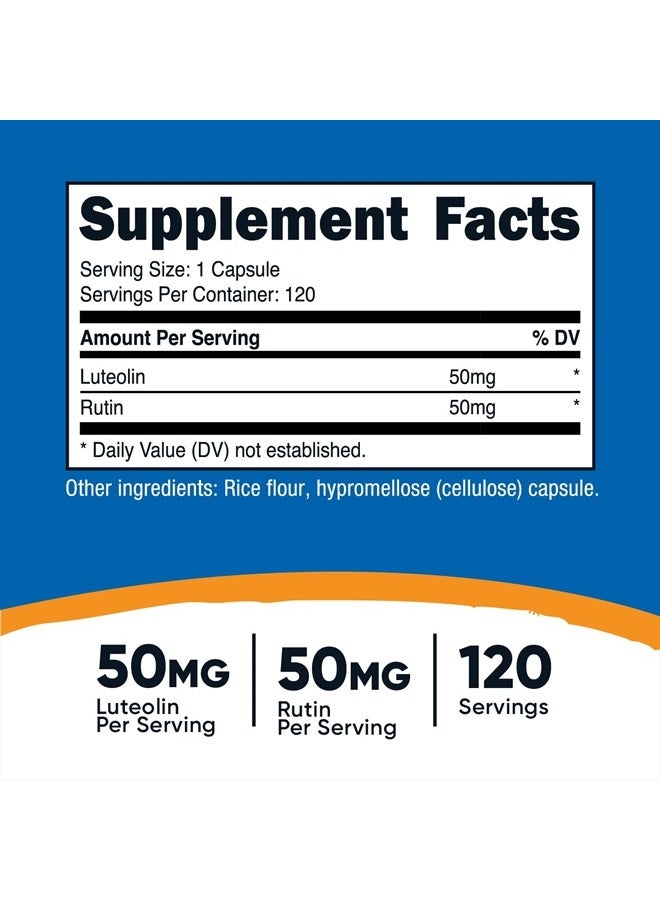 Nutricost Luteolin with Rutin Complex 100mg (50mg Luteolin, 50mg Rutin) 120 Capsules - Vegetarian, Non-GMO, Gluten Free - Image 2