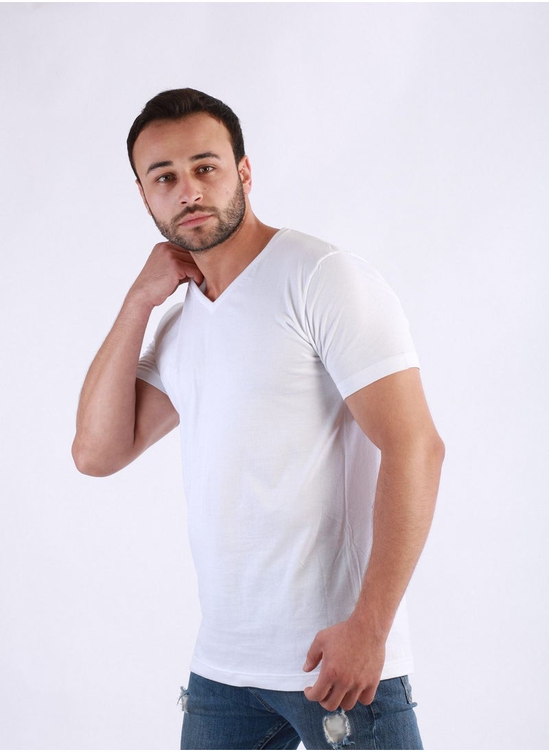 Jet - Jet Men Undershirt V-Neck Style And Half Sleeve-White - Image 1
