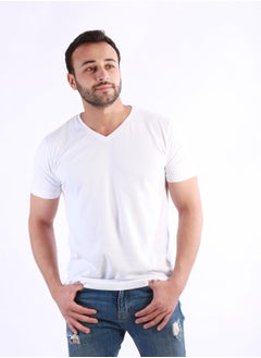 Jet Men Undershirt V-Neck Style And Half Sleeve-White