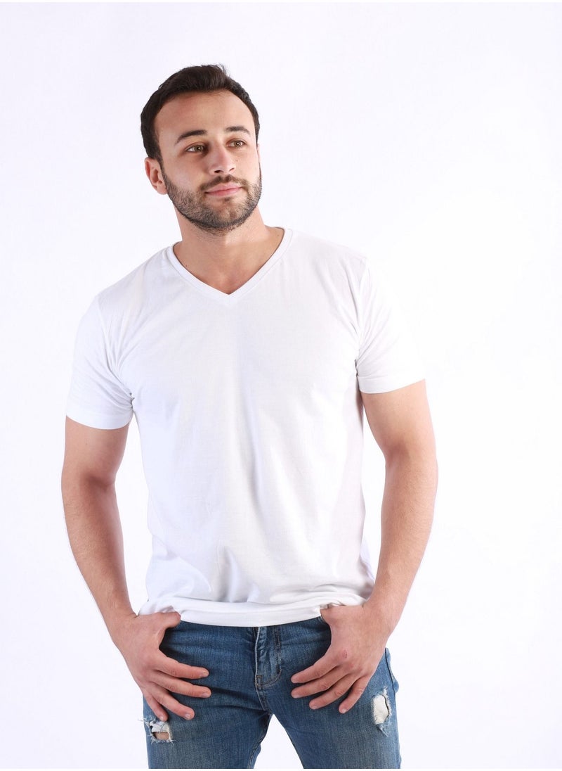 Jet - Jet Men Undershirt V-Neck Style And Half Sleeve-White - Image 1