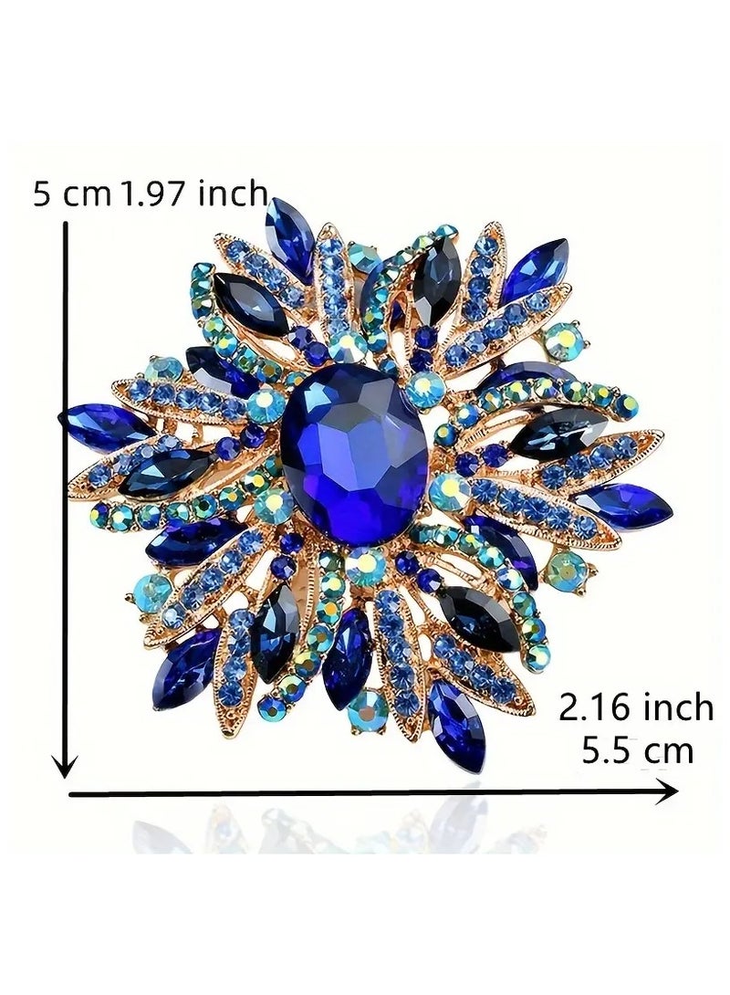 Goolsky Retro Classic Rhinestone Flower Brooches For Men, Retro Decoration Crystal Party Banquet Badges Pins, Ideal choice for Gifts - Image 3