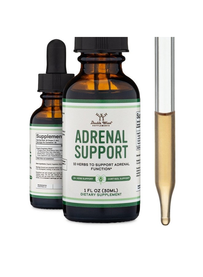 Double Wood Supplements مكملات دعم الغدة الكظرية قطرات سائلة 10 مواد عضوية متكيفة لإجهاد الغدة الكظرية إمداد لمدة شهر منشط الكورتيزول لتخفيف التوتر 10 أعشاب مسببة للموت الخلوي لصحة الغدة الكظرية بقلم دوبل وود - Image 1