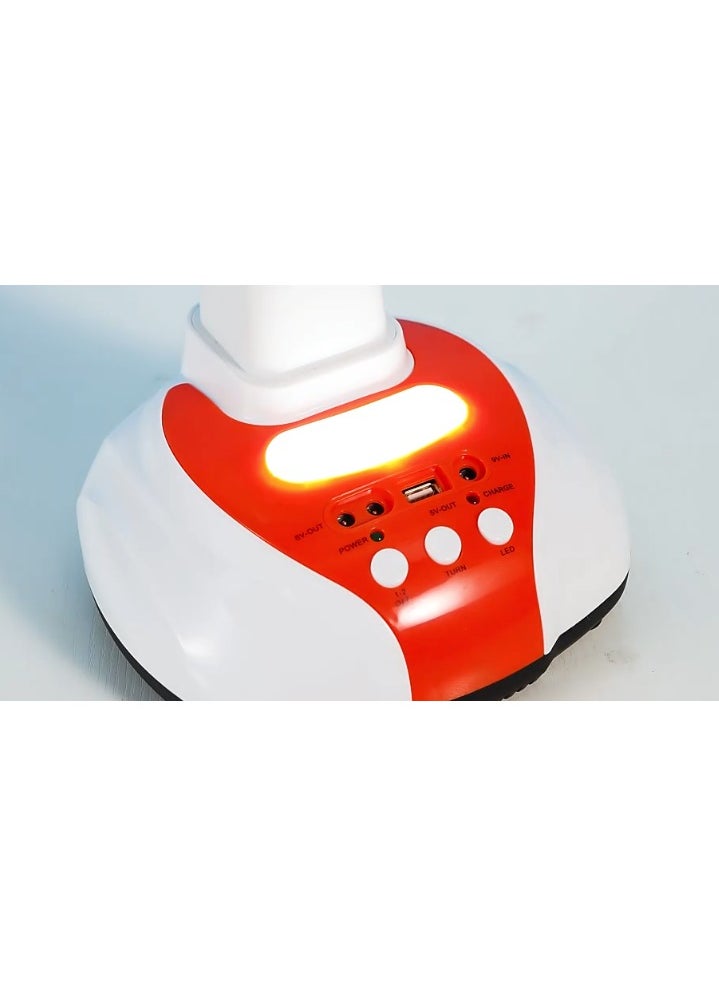 Easy Power - Fan, 5 solar-powered blades, with a solar panel, and 2 LED lights, equipped with a giant internal battery and a USB port for charging the phone and various devices - Image 1