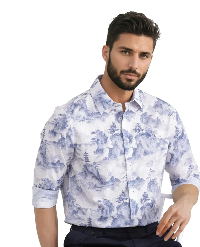 Rare Rabbit Men's Abstract Print Regular Fit Shirt