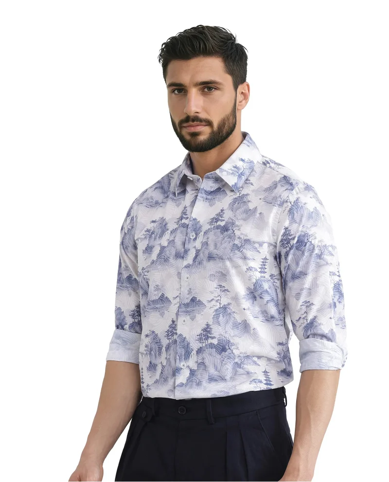 Rare Rabbit Men's Abstract Print Regular Fit Shirt