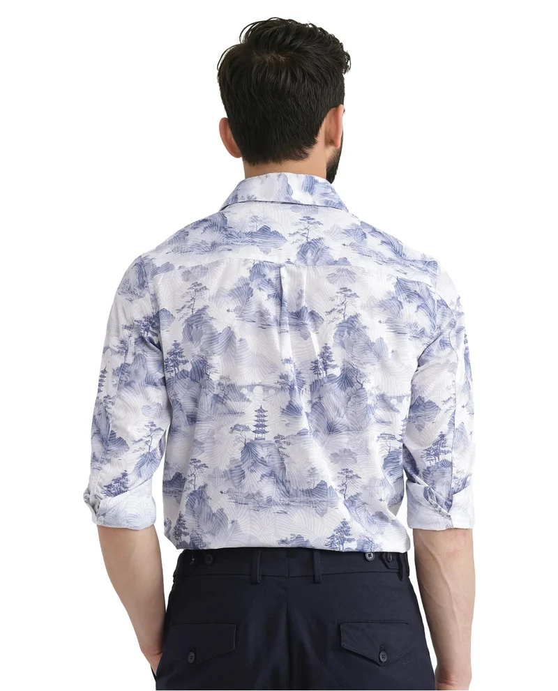 Rare Rabbit Men's Abstract Print Regular Fit Shirt