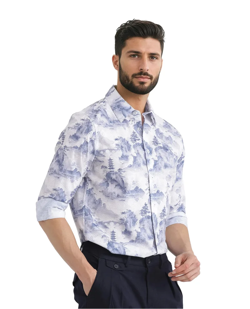 Rare Rabbit Men's Abstract Print Regular Fit Shirt