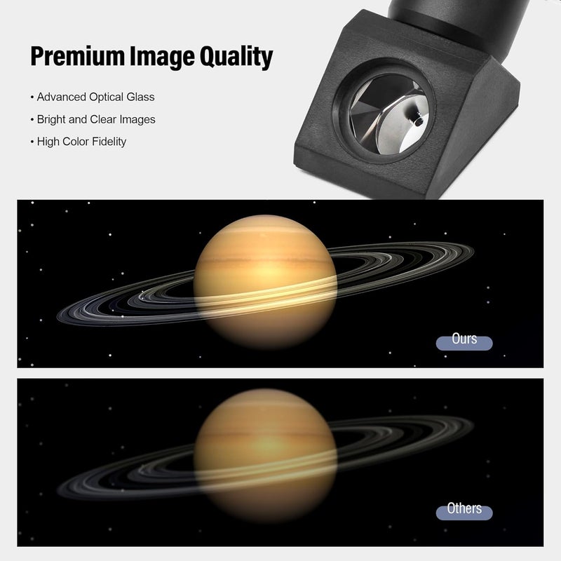 Astromania 1.25 Inch Telescope Diagonal with Amici Erecting Prism - 90° Fully-Coated Star Diagonal for Upright & Clear Astronomical Viewing, Metal/Plastic Construction, Enhanced Optical Transparency - Image 4