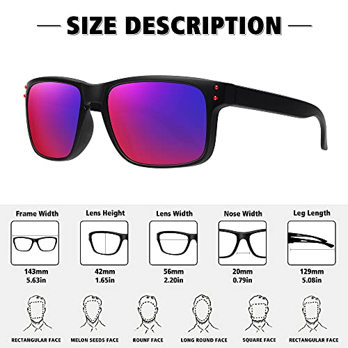 MEETSUN Polarized Sunglasses for Men Women Sports Driving Fishing Glasses UV400 Protection 3Pack-Black+Black Frame/Purple Blue Mirror Lens+Black/Blue - Image 3