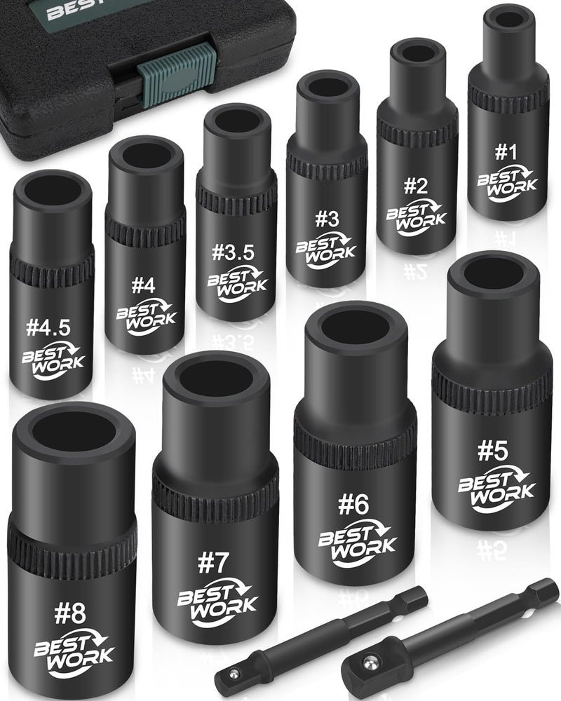 Bestwork 12pcs Magnetic Tap Socket Set 14 38 Square Drive Tap Handle Tool - Image 2