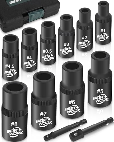Bestwork 12pcs Magnetic Tap Socket Set 14 38 Square Drive Tap Handle Tool - Image 1