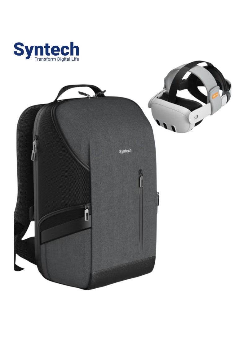 Syntech Multifunctional XR Headset Backpack – Large Capacity Tech & Everyday Backpack for Apple Vision Pro, Meta Quest 2/3/3S, HTC, Sony, Pico, Laptop & Travel Essentials, Perfect for Travel, Daily work, School, Photography, Gym Black - Image 1