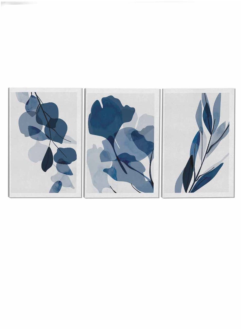 LOWHA Set Of 3 Framed Canvas Wall Arts Stretched Over Wooden Frame Tropical Leaves Abstract Paintings For Home Living Room Office Decor  - Image 4