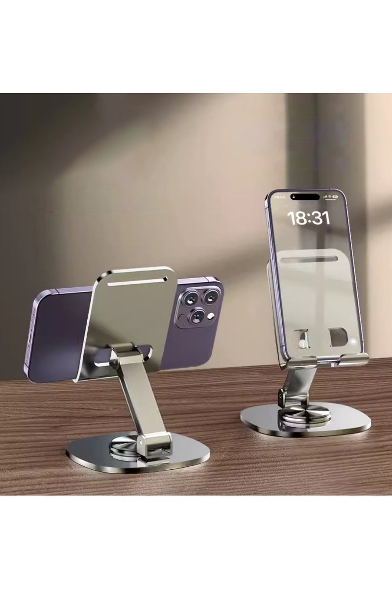 Bamboo Portable Metal Mobile Stand, Adjustable Phone Stand, 360-Degree Universal Phone Holder,Stable Alloy Mobile Phone Holder for All Phone