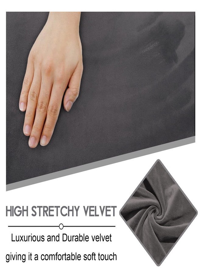 ULTICOR 7-Piece L Shape Sectional Recliner Sofa Covers, Velvet Stretch Reclining Couch Covers for Reclining L Shape Sofa, Thick, Soft, Washable (Dark Grey, 1 Console Cover) - Image 2