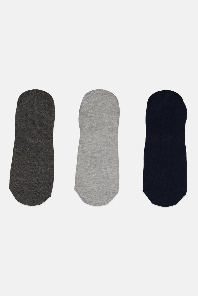 Benetton Men 3 Pairs Brand Logo Invisible Socks, Multicolor - Image 3