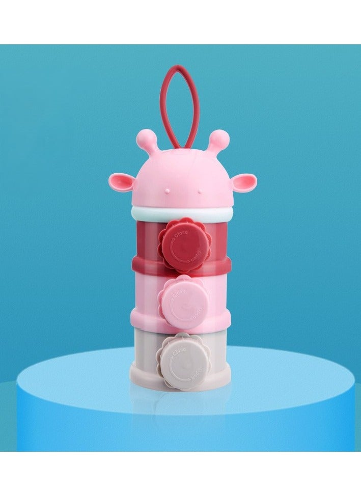 Portable Baby Milk Powder Dispenser, Travel-Friendly Formula Storage Container, Airtight and Moisture-Proof Compartments for Infant Food and Snacks (Pink) - Image 1