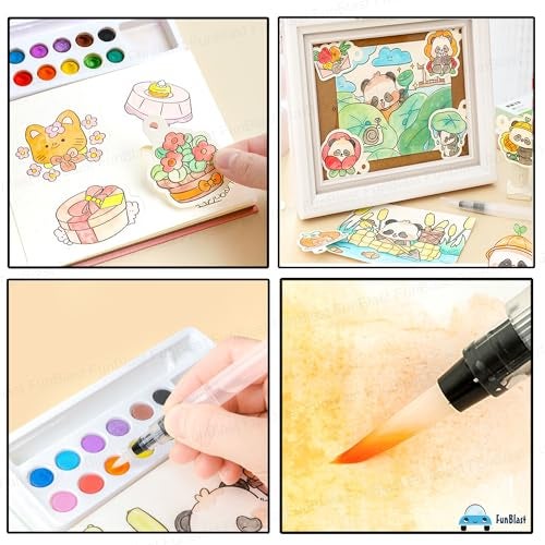 FunBlast Capybara Coloring Book for Kids – Watercolor Painting Book Set, DIY Graffiti Coloring Note-Book with Watercolor Gouache Brush, Creative Coloring Book for Kids (Capybara) - Image 4