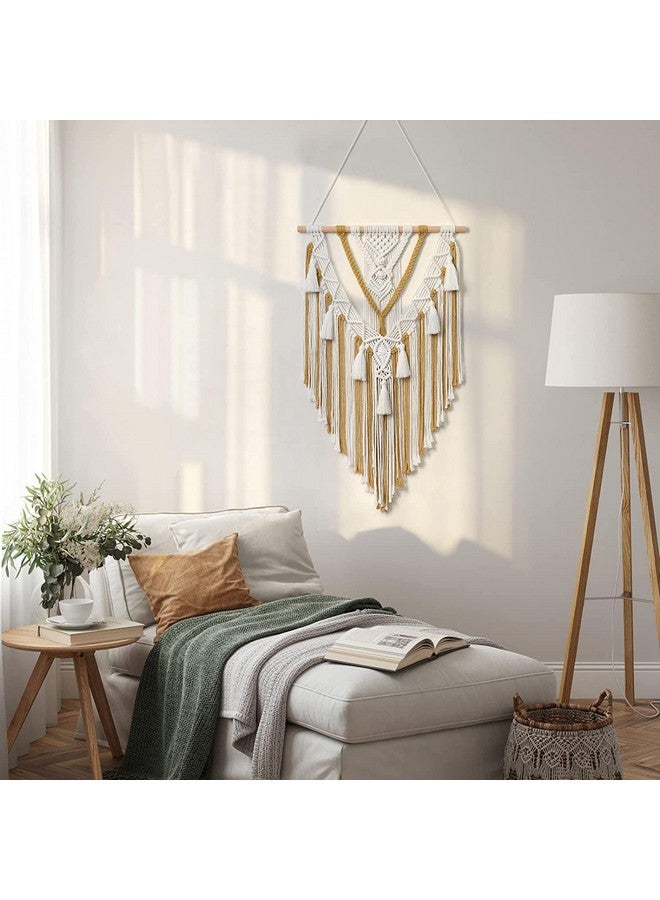 Kaahira Polycotton Macrame Boho Home Wall Hanging Decor Tapestries | Handmade Bohemian Decor Art For Bedroom, Living Room, Office | Unique Gifting Item (Yellow), 70 Centimeters - Image 4