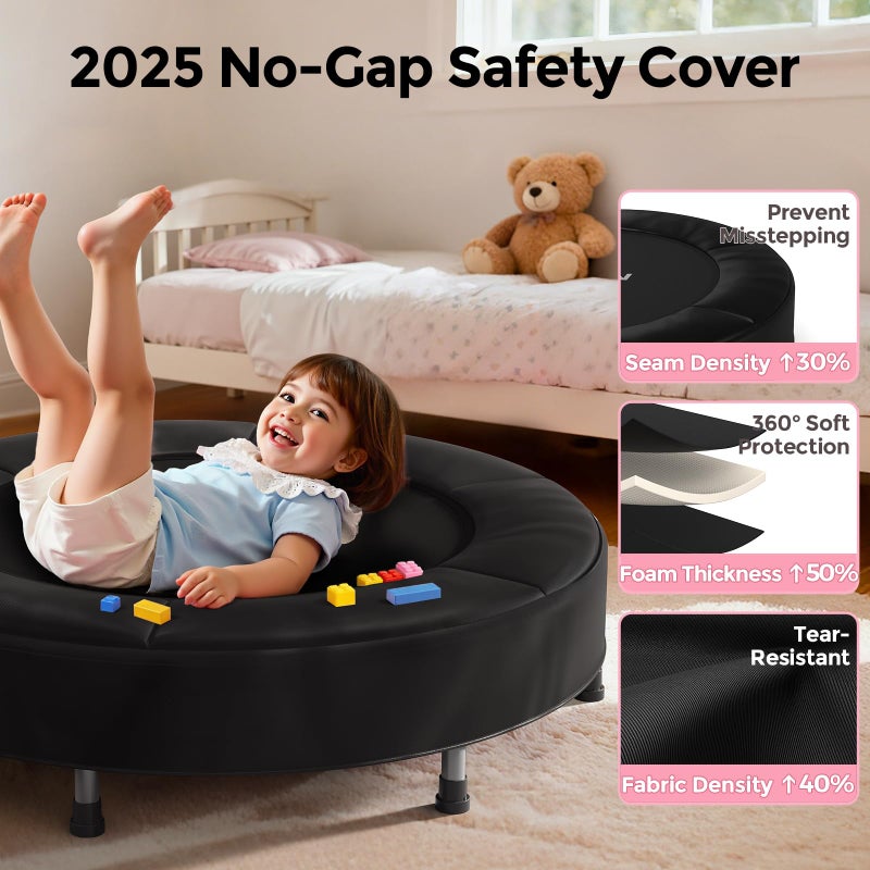 BCAN 36'' Toddler Trampoline, ASTM Certified - Kids Trampoline for Ages 1-6, Foam Handle & Safe Thickened Cover, Mini Trampoline for Kids Indoor, Easy to Assemble - Image 2