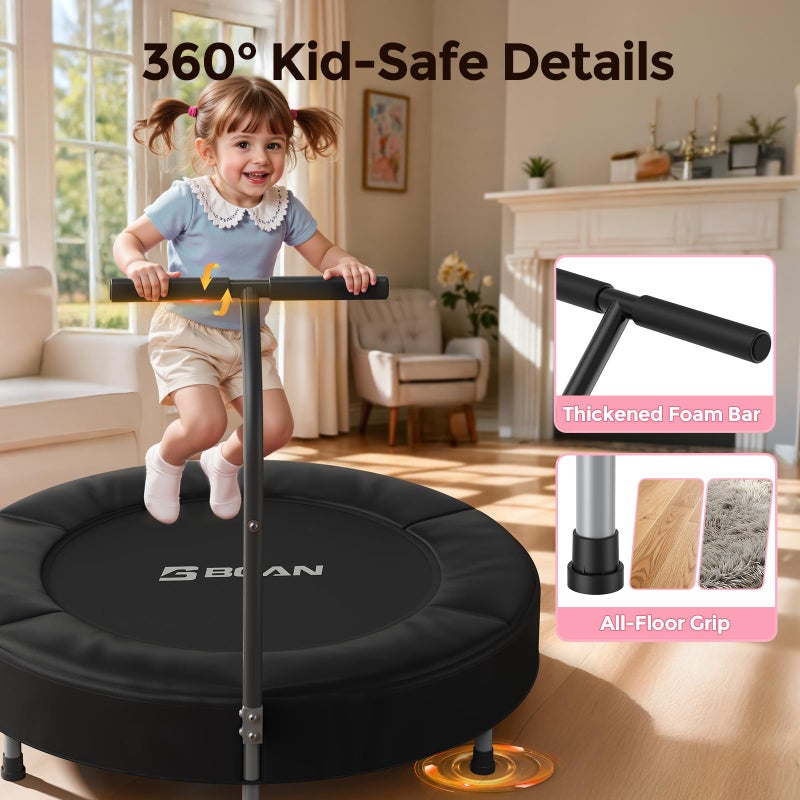 BCAN 36'' Toddler Trampoline, ASTM Certified - Kids Trampoline for Ages 1-6, Foam Handle & Safe Thickened Cover, Mini Trampoline for Kids Indoor, Easy to Assemble - Image 3