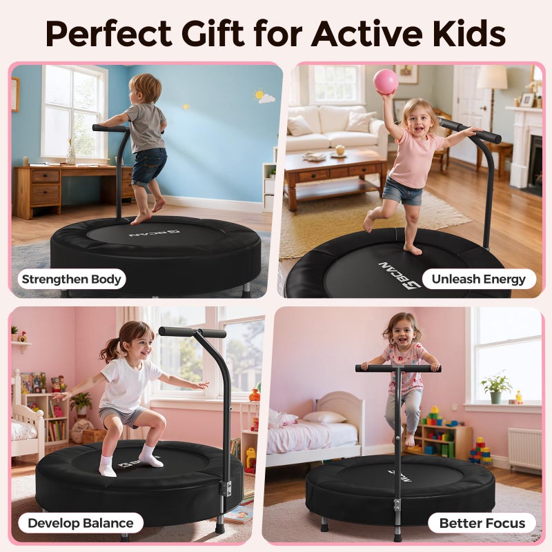 BCAN 36'' Toddler Trampoline, ASTM Certified - Kids Trampoline for Ages 1-6, Foam Handle & Safe Thickened Cover, Mini Trampoline for Kids Indoor, Easy to Assemble - Image 5