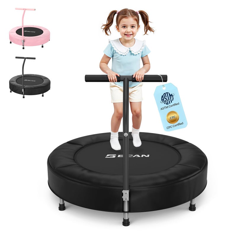 BCAN 36'' Toddler Trampoline, ASTM Certified - Kids Trampoline for Ages 1-6, Foam Handle & Safe Thickened Cover, Mini Trampoline for Kids Indoor, Easy to Assemble - Image 1