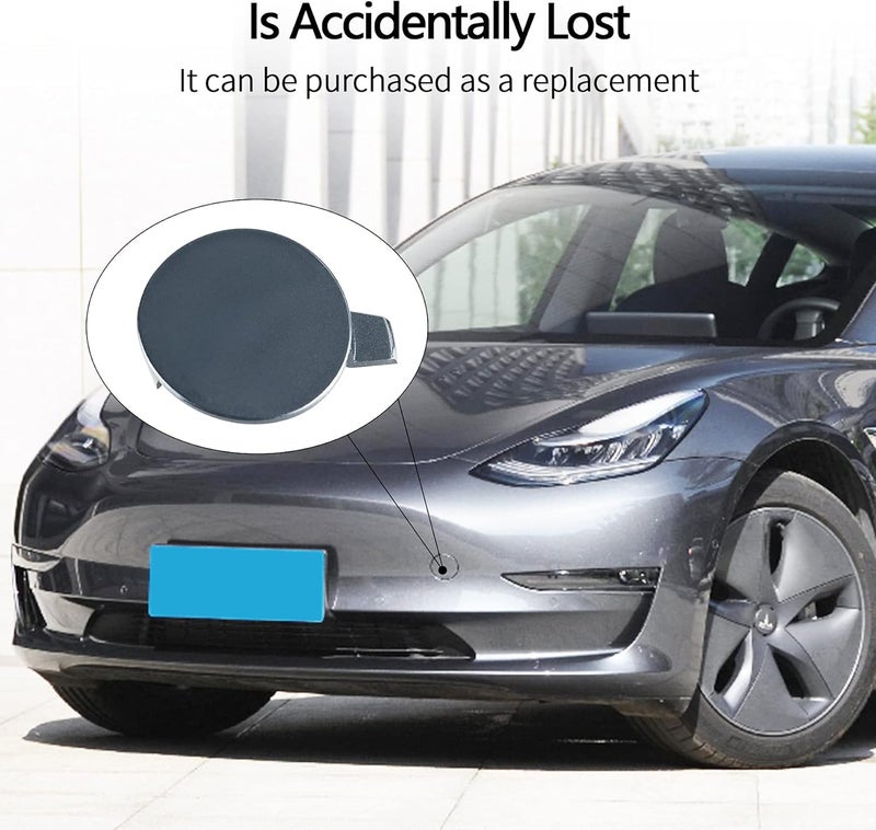 TIKSCIENCE Front Tow Hook Cover for Tesla Model 3 2017-2023 Gray Front Bumper Tow Hook Cover Cap - Image 3