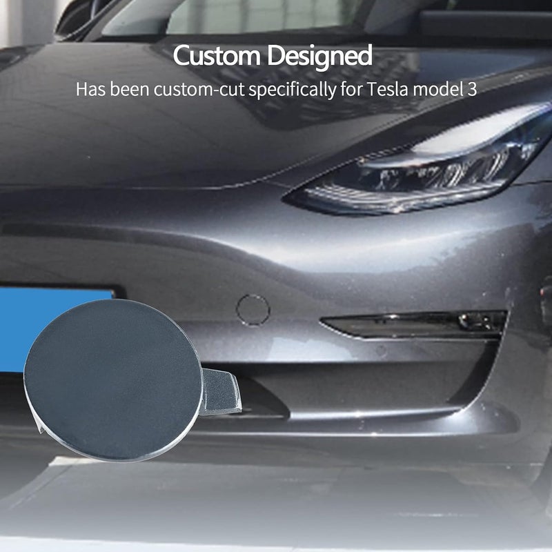 TIKSCIENCE Front Tow Hook Cover for Tesla Model 3 2017-2023 Gray Front Bumper Tow Hook Cover Cap - Image 5