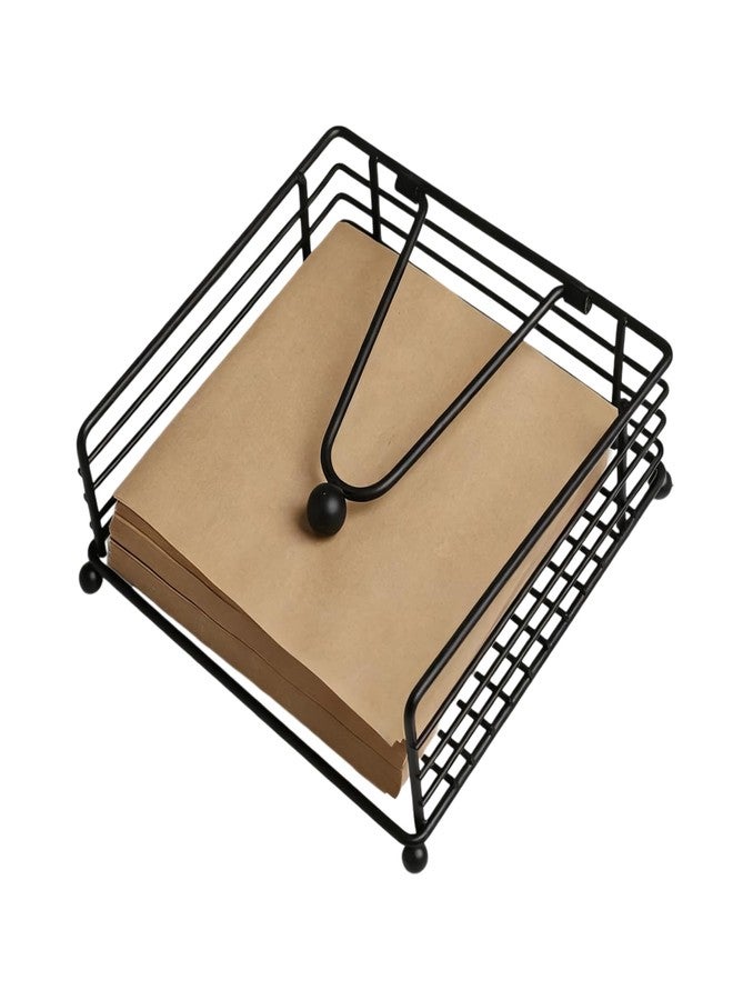 SWTOOL Black Napkin Holder Modern Square Metal Flat Napkin Storage Stand Holder with Weighted Pivoted Arm for Outdoor Farmhouse Wedding Party Hotel - Image 1