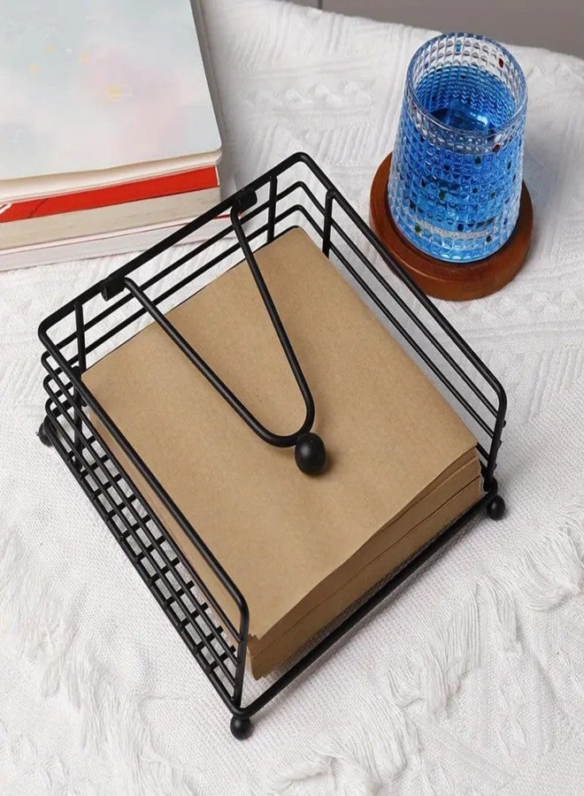 SWTOOL Black Napkin Holder Modern Square Metal Flat Napkin Storage Stand Holder with Weighted Pivoted Arm for Outdoor Farmhouse Wedding Party Hotel - Image 4