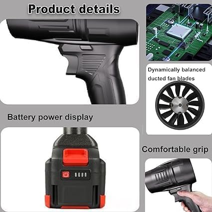 Artnery Turboglass Car Blower | Portable Cordless Car Dryer | Handheld Cordless Blower | Electric Portable Air Blower | Jet Air Fan | Compressed Air Duster | Portable Dust Cleaner | Leaf Blower - Image 5