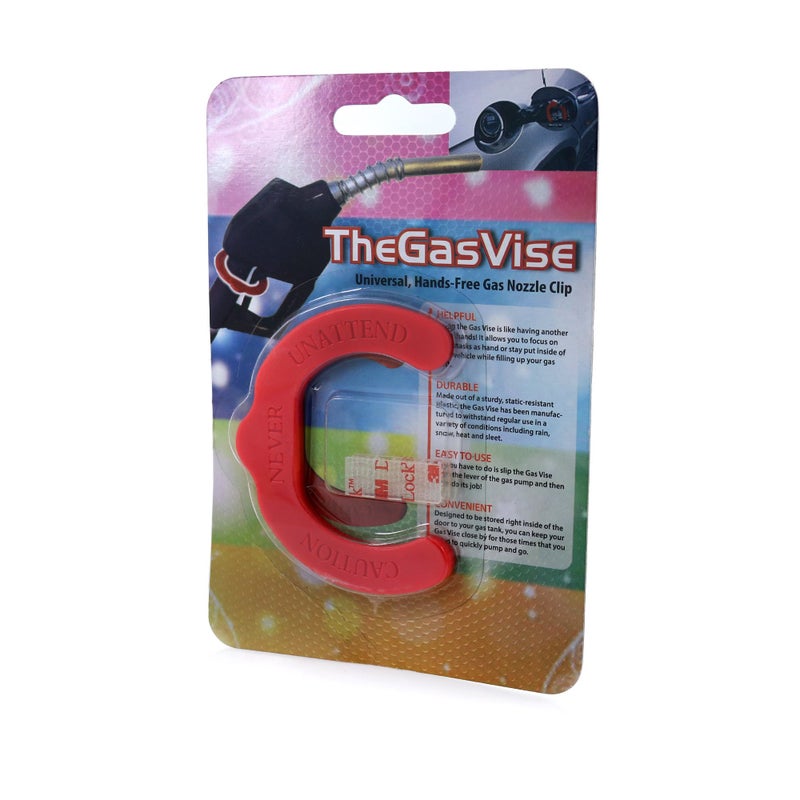 TheGasVise Save time at the pump with the handsfree Universal Size Gas Vise This innovative nozzle gripper lets you fill your car without squeezing allowing you to multitask effortlessly