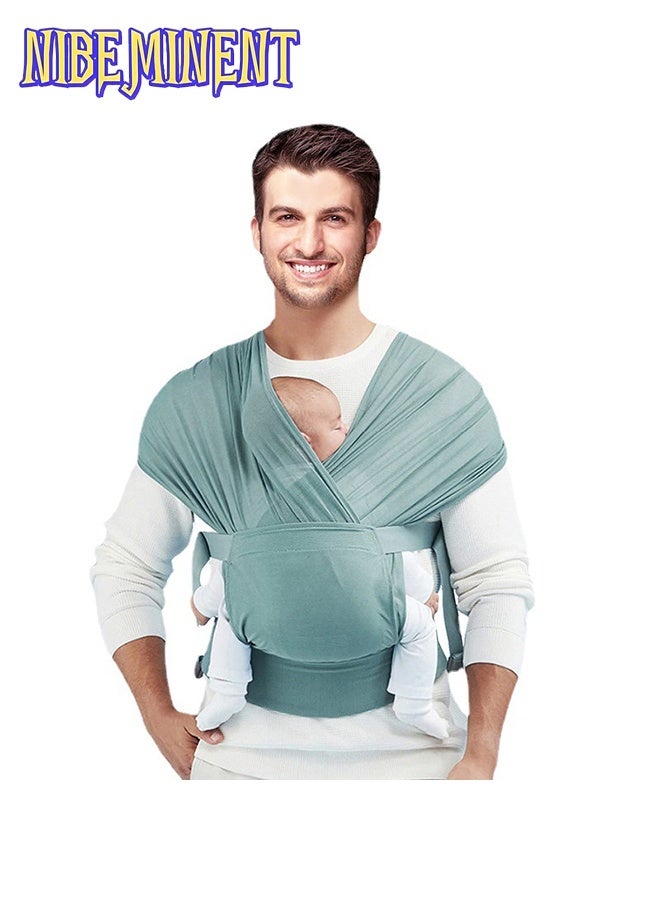 NIBEMINENT Baby Wrap Carrier Slings, Versatile Front-Facing Baby Sling Wrap Carrier, Adjustable Baby Carrier, Original Stretchy Infant Sling, Perfect for Newborn Babies and Children , Green - Image 4