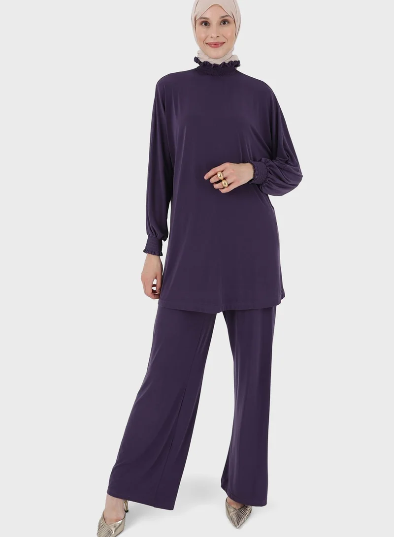 Refka by modanisa High Neck Lettuce Detail Tunic