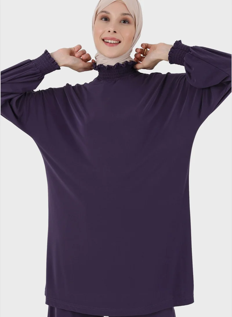 Refka by modanisa High Neck Lettuce Detail Tunic