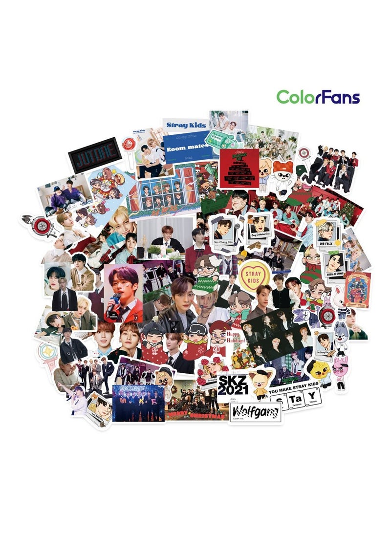 Color Fans 90 Pcs Straykids Waterproof Stickers Laptop Skateboard Luggage Computer Water Bottle Cool Graffiti Sticker Packs for Kids Teens Girls Adults - Image 1