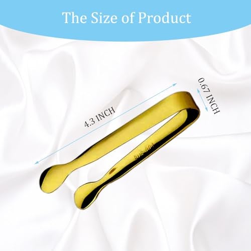 Sunenlyst 15PCS Mini Tongs for Serving, Metal Tong Stainless Steel Gold Tongs, 4.25Inch Small Sugar Tong, Kitchen Mini Serving Tongs for Appetizers, Ice, Charcuterie, Gold Utensil for Dessert Table, Tea Party - Image 2