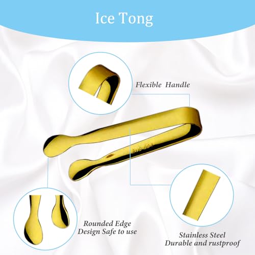 Sunenlyst 15PCS Mini Tongs for Serving, Metal Tong Stainless Steel Gold Tongs, 4.25Inch Small Sugar Tong, Kitchen Mini Serving Tongs for Appetizers, Ice, Charcuterie, Gold Utensil for Dessert Table, Tea Party - Image 3