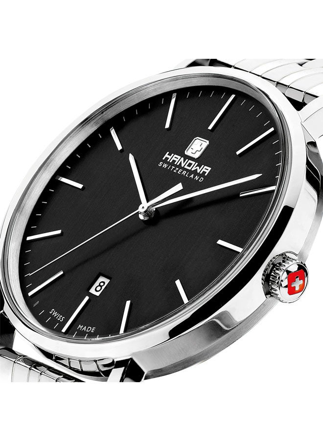 Hanowa Brisen 41mm Black Dial Stainless Steel Bracelet Watch for Men  - Image 3
