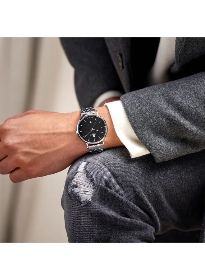 Hanowa  Brisen Black Dial Silver Stainless Steel Bracelet Analog Watch for Men 41mm for Men | Best Price UAE