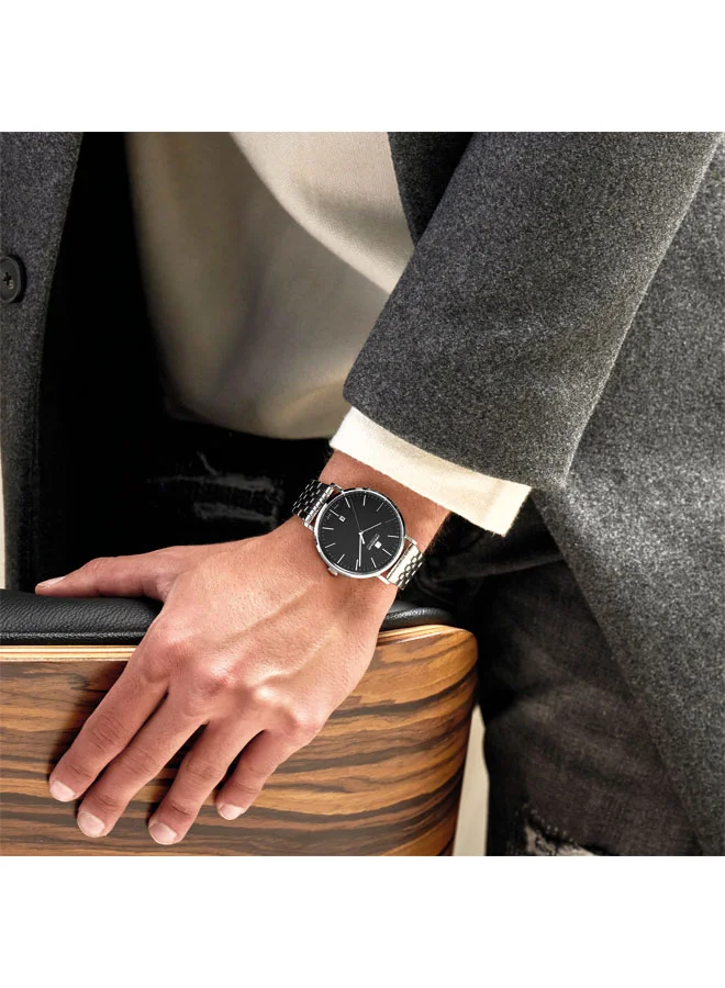Hanowa  Brisen Black Dial Silver Stainless Steel Bracelet Analog Watch for Men 41mm for Men | Best Price UAE