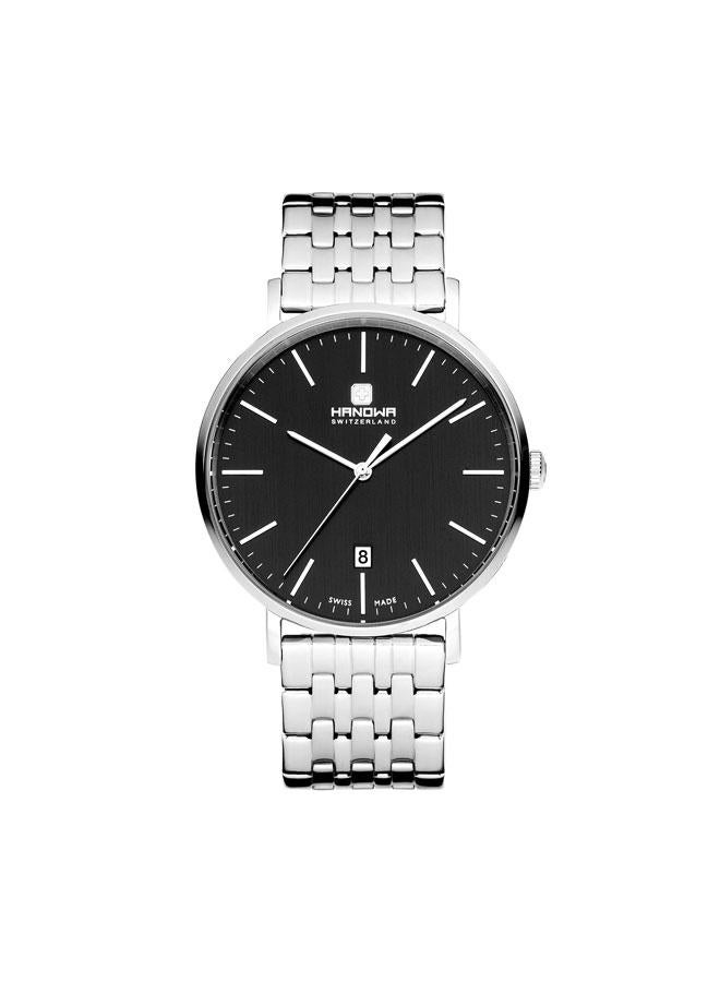 Hanowa Brisen 41mm Black Dial Stainless Steel Bracelet Watch for Men  - Image 1