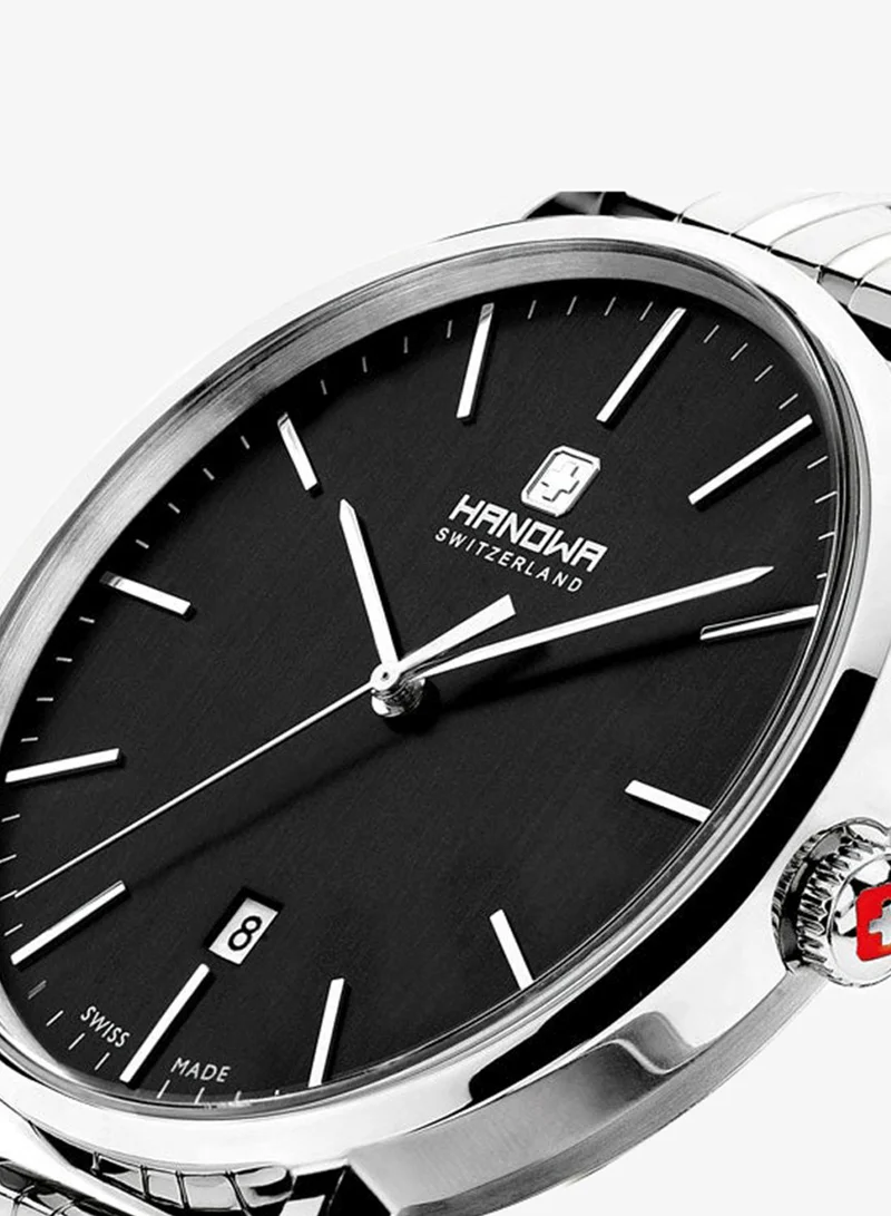 Hanowa  Brisen Black Dial Silver Stainless Steel Bracelet Analog Watch for Men 41mm for Men | Best Price UAE