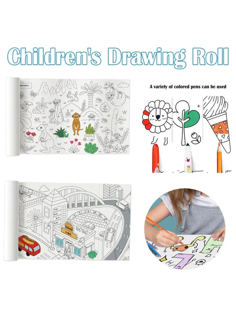 W4YOU Children’s wall-sticker painting drawing roll colouring paper picture for kids, paper early educational toys 300x30 cm long roll (wild Jungle) set children Art Toys.  - Image 5